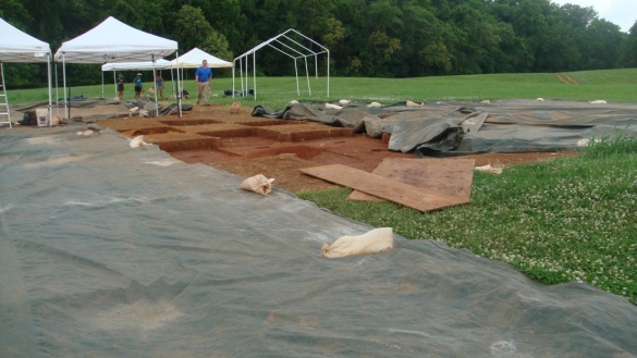 The excavation site at James Madison where the slave houses and a possible tobacco house stood.